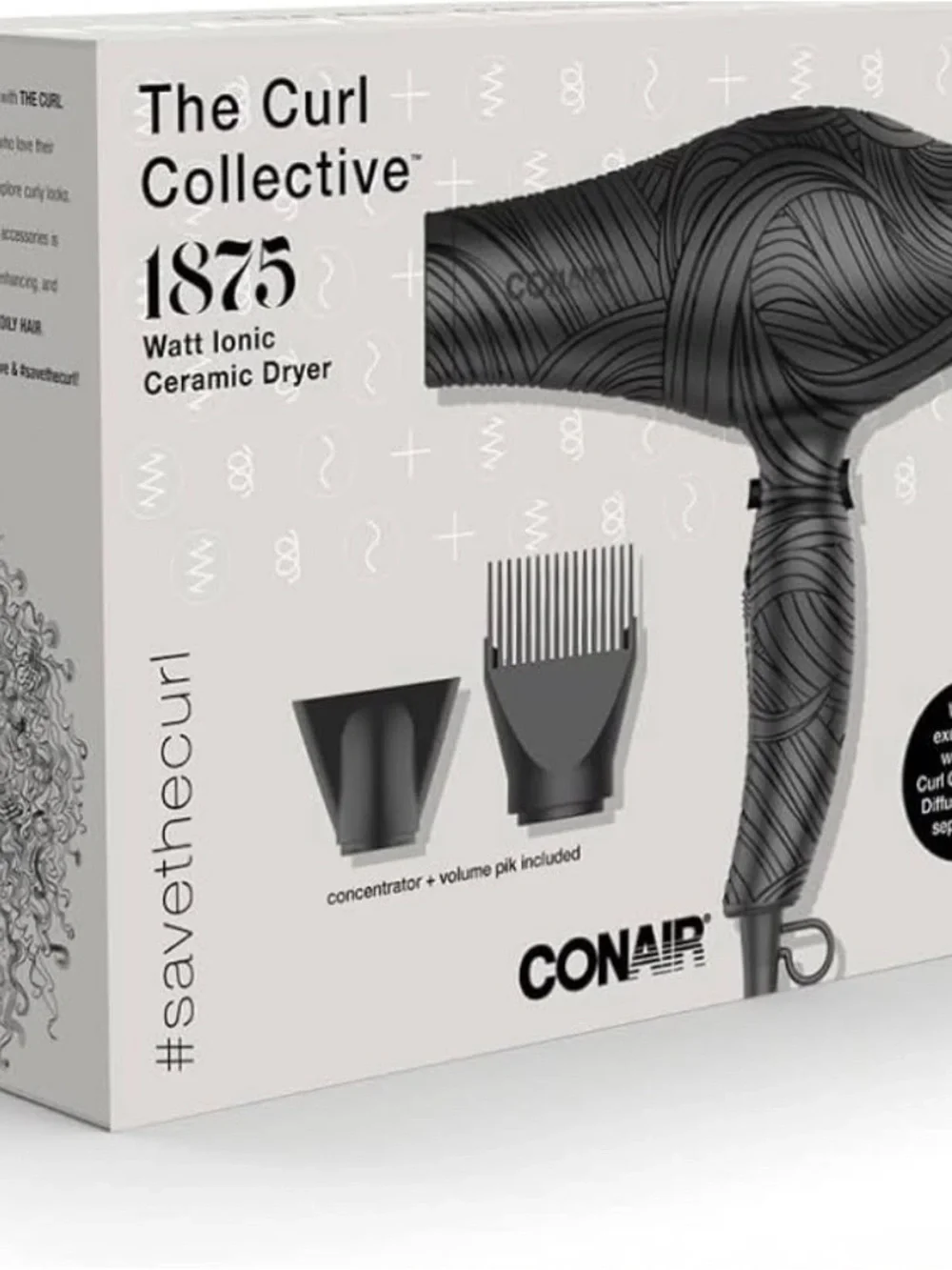 Conair The Curl Collective 1875W Ionic Ceramic Dryer – Black